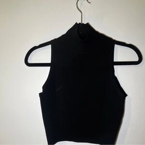 Zara Elegant Black High-Neck Crop Top